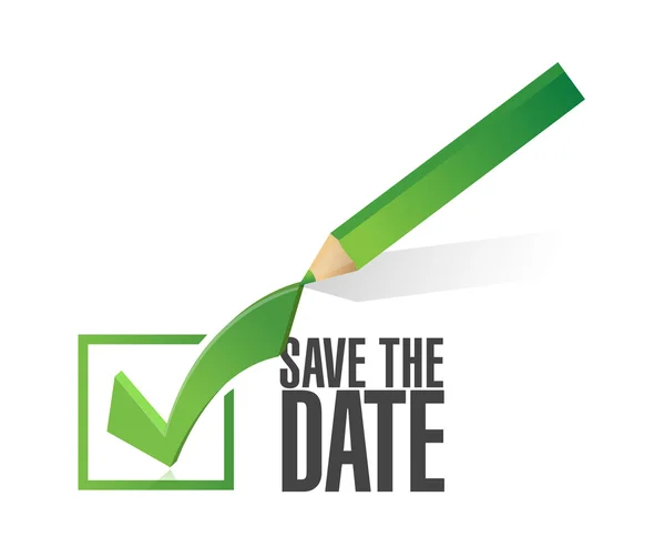 Save the date check mark pencil illustration — Stock Photo, Image