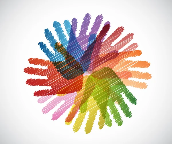 Diversiteit handen Krabbel afbeelding ontwerp — Stockfoto