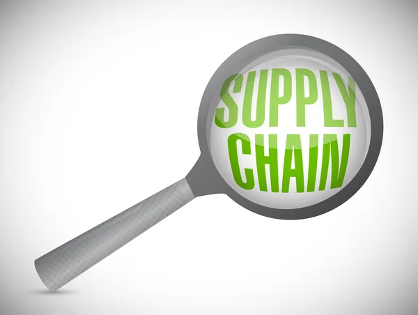 Supply chain under review magnify glass — Stock Photo, Image
