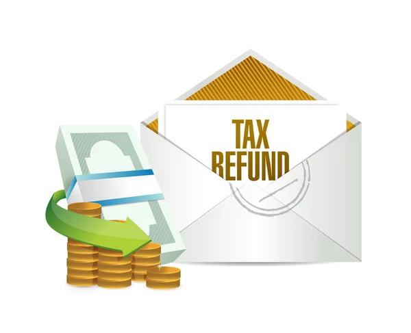 Steuerrückerstattung Umschlag und Rechnungen. Illustrationsdesign — Stockfoto