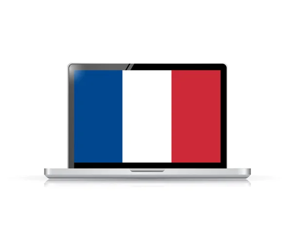法国国旗计算机笔记本电脑图 — 图库照片