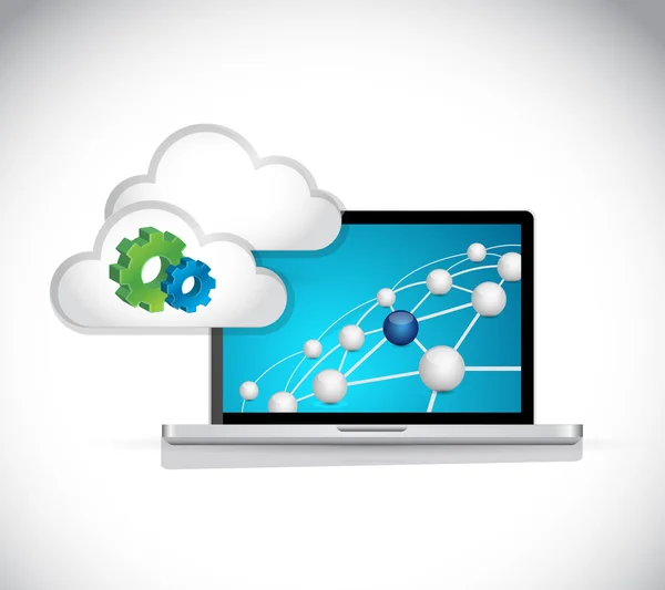 Cloud gear computer network connection — Stock Photo, Image