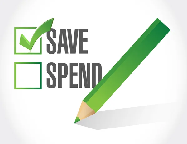 Save over spend check mark illustration design — Stock Photo, Image