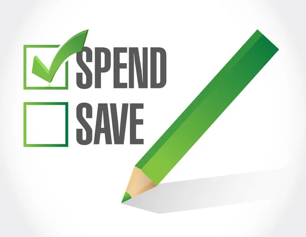 Spend over save check mark illustration design — Stock Photo, Image