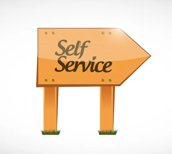 Self service wood sign illustration design — Stock Photo, Image