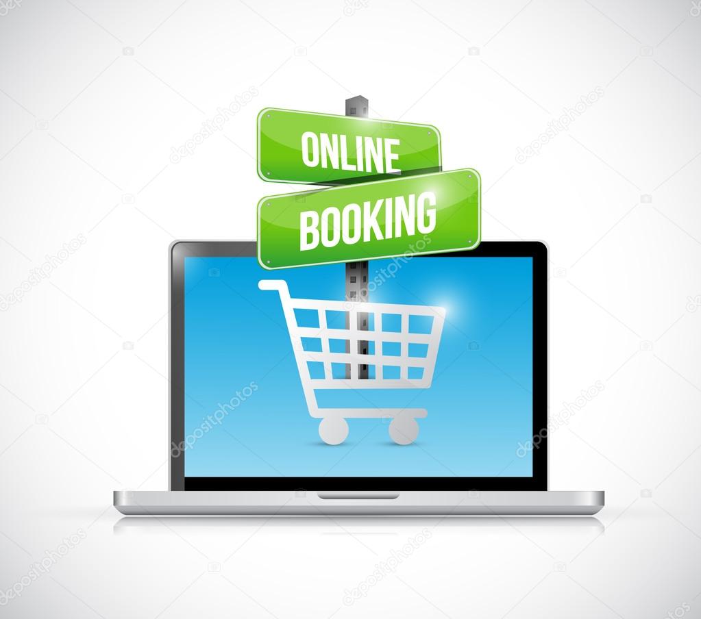 online booking shopping laptop illustration design