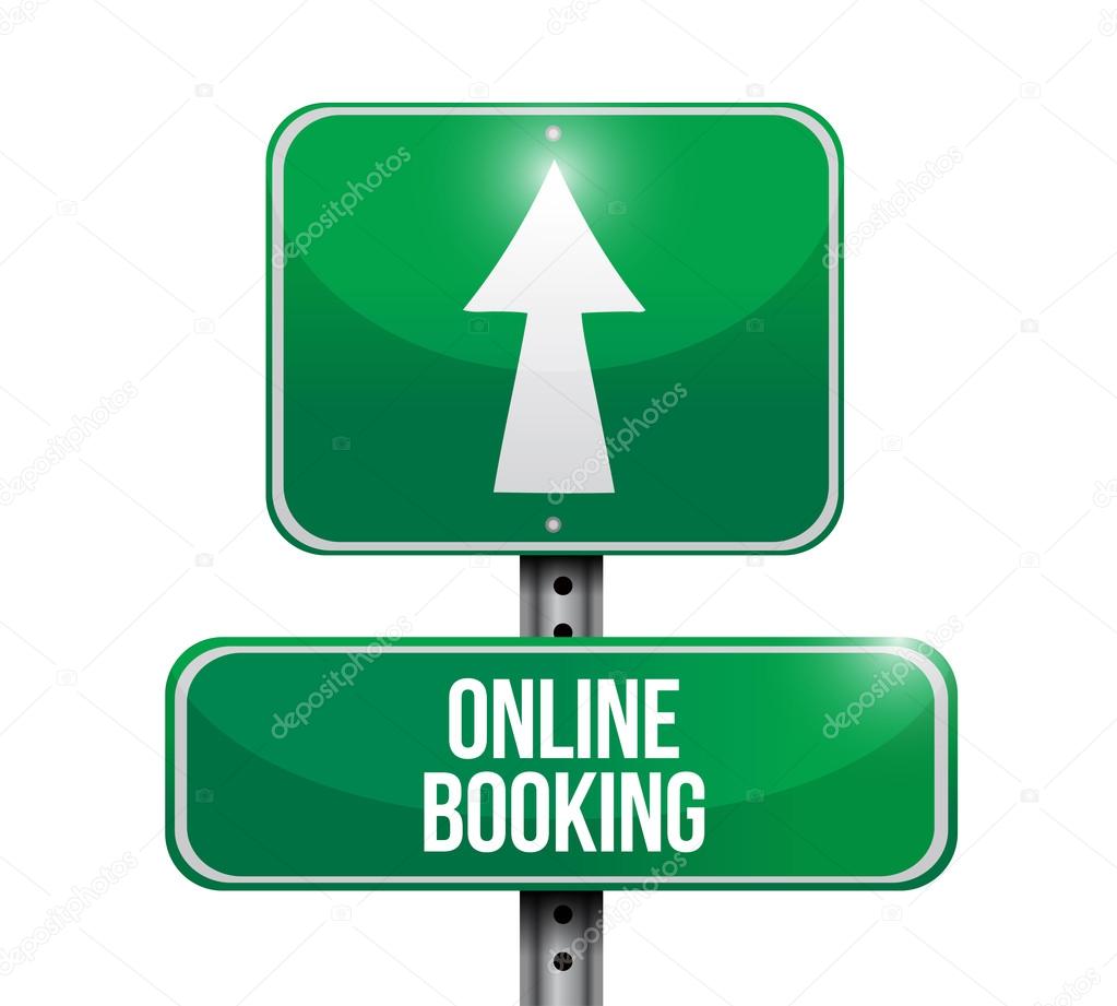 online booking street sign illustration