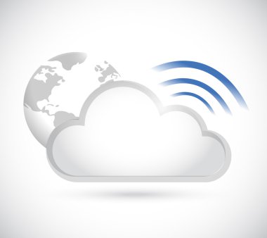 bulutlar ve wifi sinyal işareti illüstrasyon