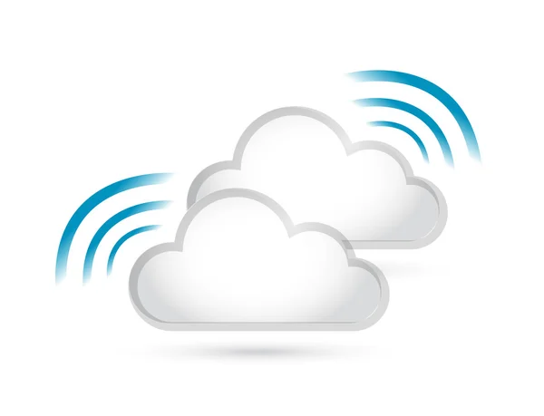 Cloud set och wifi signal tecken illustration — Stockfoto