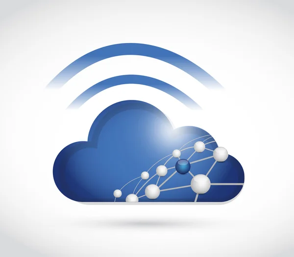 Cloud sfär nätverk och wifi signal tecken — Stockfoto