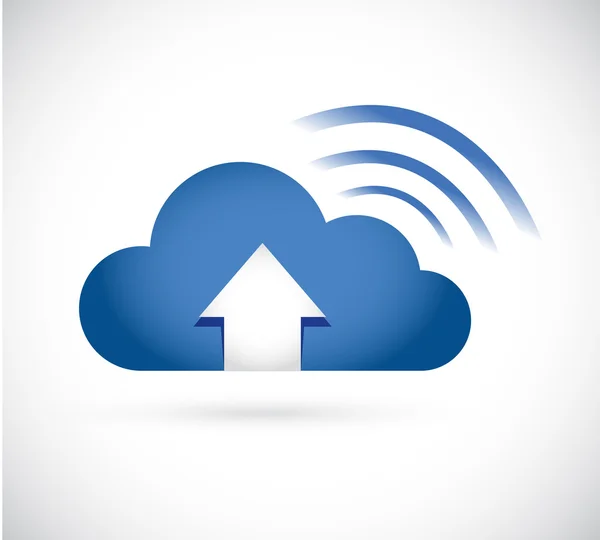 Blue cloud arrow and wifi signal sign — Stock Photo, Image