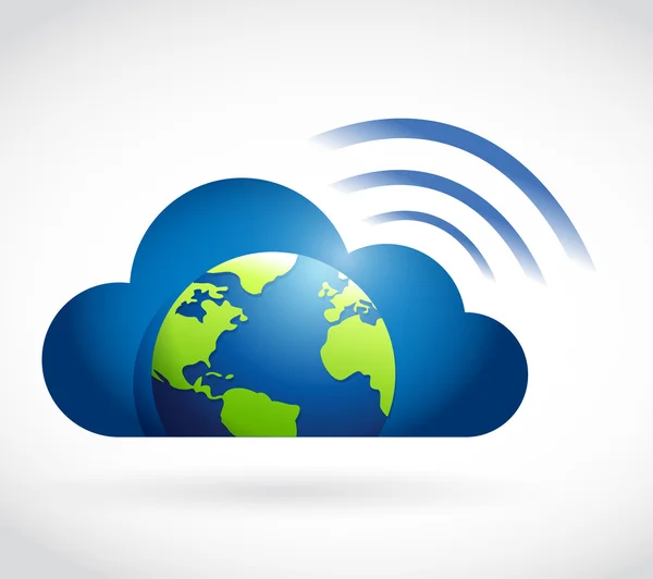 Felhő globe és a wifi jel jel — Stock Fotó