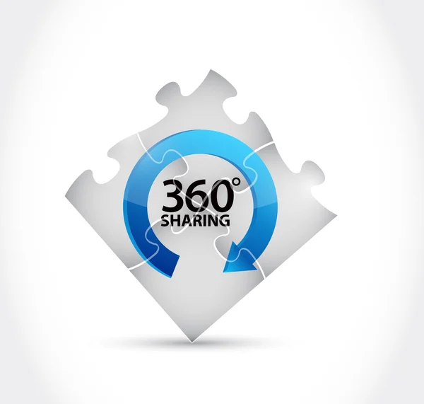 360 sharing puzzle pieces illustration — Stock Photo, Image