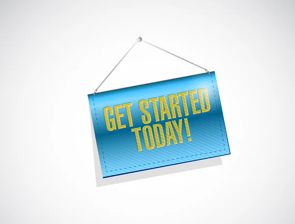 Get started today hanging banner illustration — Stock Photo, Image