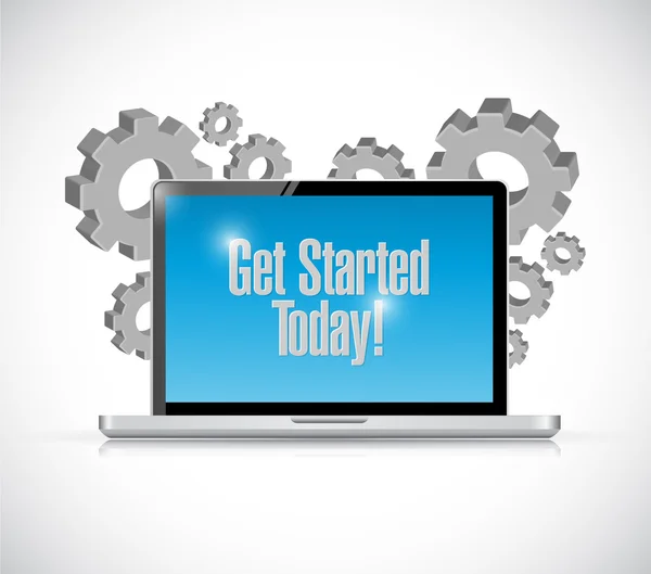 Get started today computer sign illustration — Stock Photo, Image