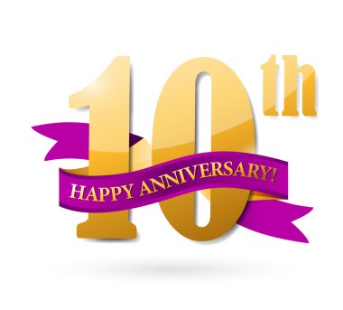 10th yıldönümü şerit illüstrasyon tasarımı