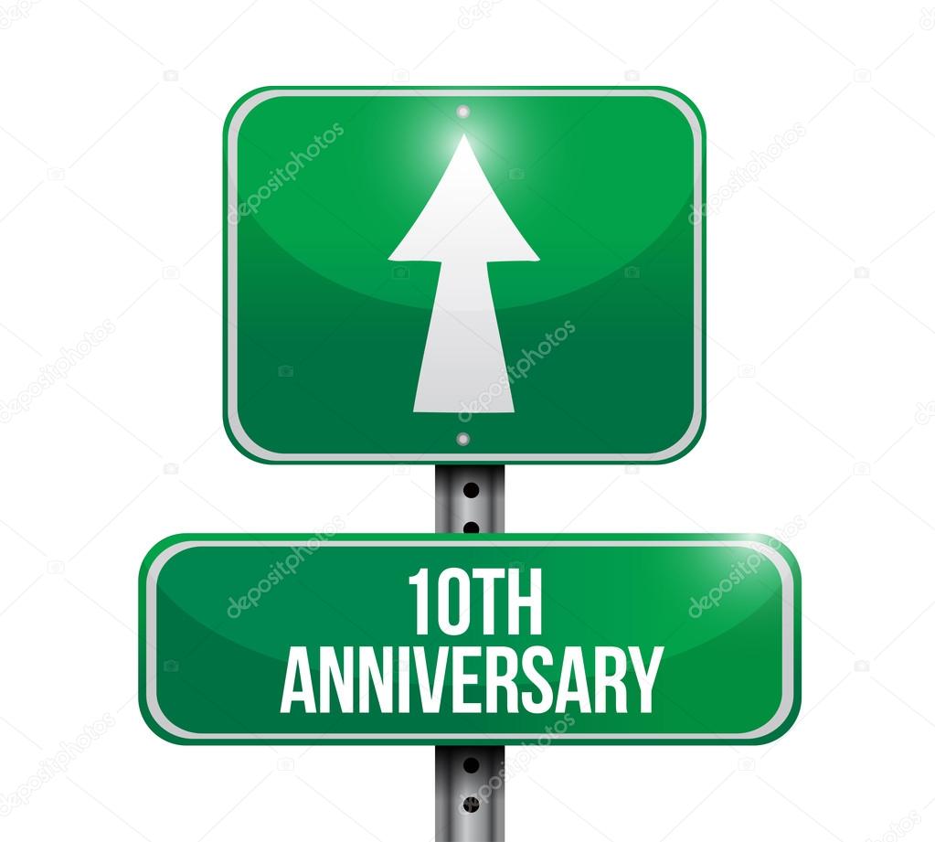 10th anniversary road sign illustration