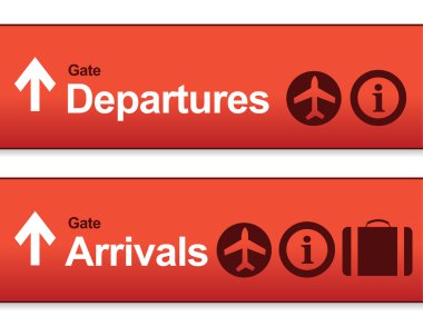 Kırmızı kalkış ve varış Havaalanı işaretleri