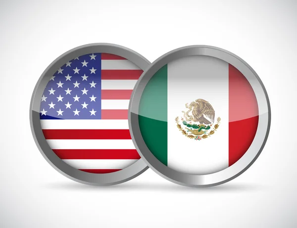 Usa and mexico union seals illustration design — Stock Photo, Image