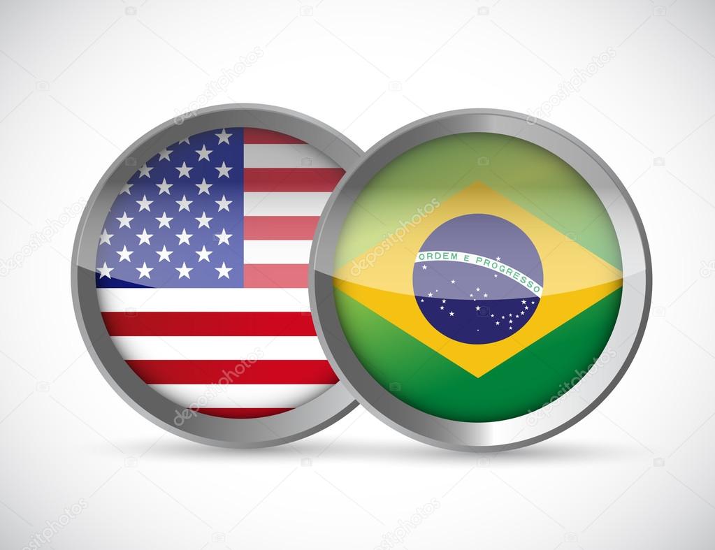 usa and brazil union seals illustration design