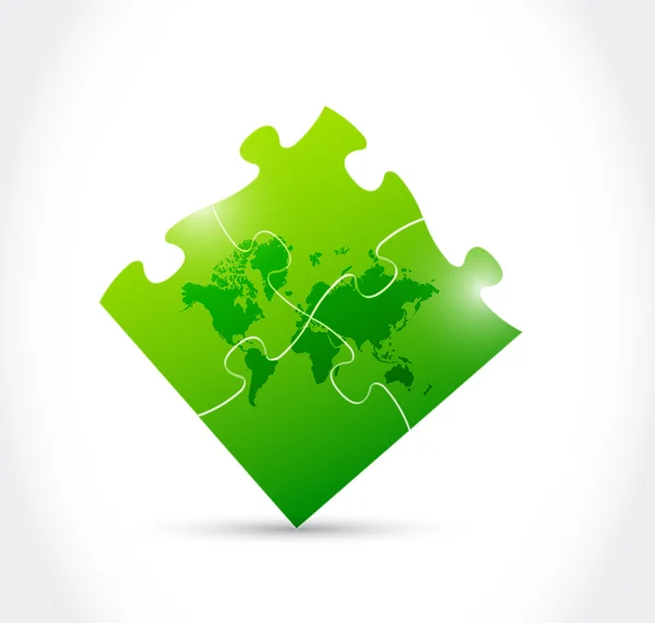 Mappa del mondo puzzle verde gioco illustrazione design — Foto Stock