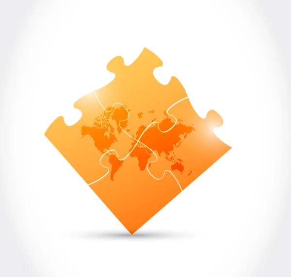 Mappa del mondo arancio puzzle game — Foto Stock