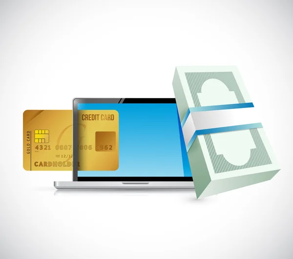 Pengar kreditkort online koncept. illustration — Stockfoto