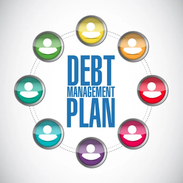 Debt management plan people diagram — Stock Photo, Image