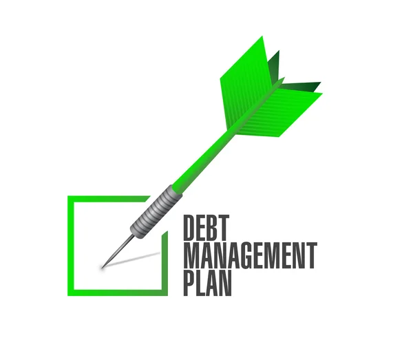 Häkchen beim Schuldenmanagementplan — Stockfoto