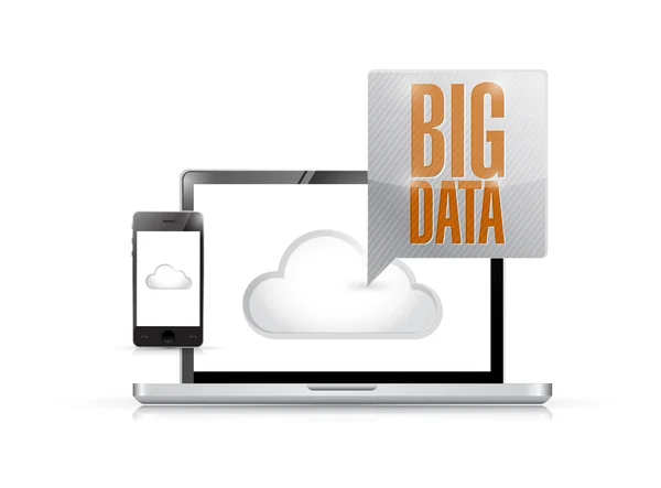 Telefono e computer grandi nuvole di dati — Foto Stock