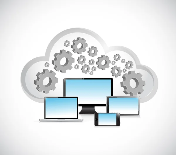 Illustrazione della rete di cloud computing aziendale — Foto Stock