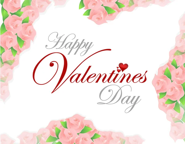 Feliz día de San Valentín rosas rosa tarjeta ilustración —  Fotos de Stock