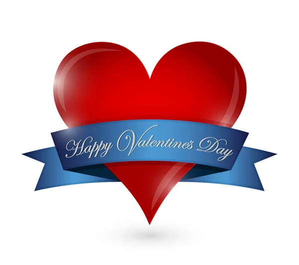 Happy valentines day hart en lint illustratie — Stockfoto