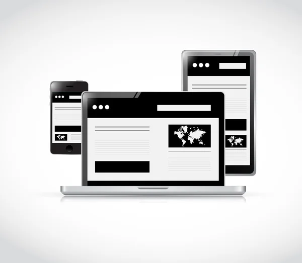 Responsieve webdesign. computer elektronica — Stockfoto