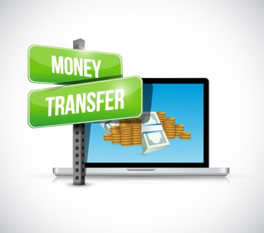 para transferi bilgisayar işareti ve para