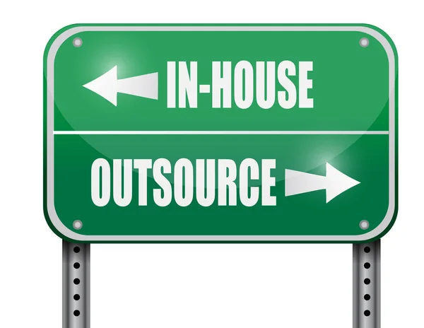 In-house and outsource road sign — Stock Photo, Image