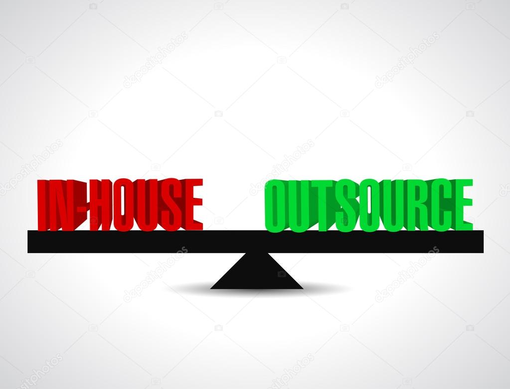 inhouse and outsource balance illustration design