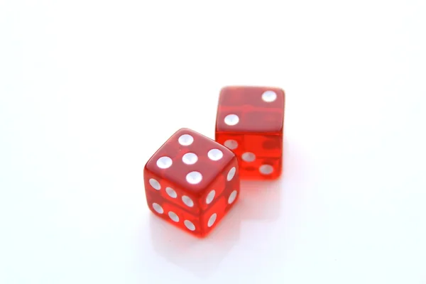 Closeup of a pair of red dices — Stock Photo, Image