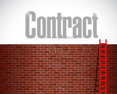 contract sign over brick wall illustration clipart
