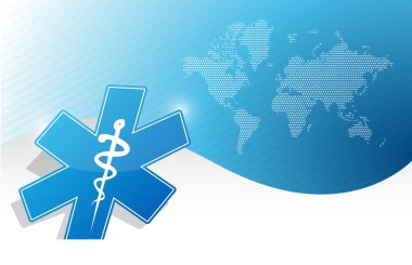 tıbbi simge dalga ve Dünya Haritası