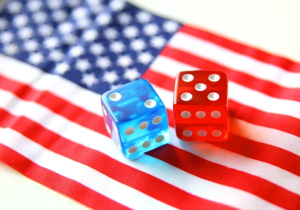 Bet on america. flag and dices concept — Stock Photo, Image