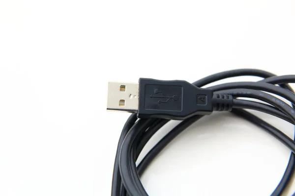 Schwarzes USB-Kabel isoliert — Stockfoto