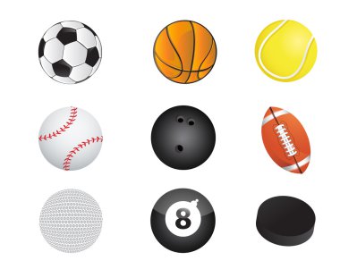 resimde spor topları ekipman Icon set