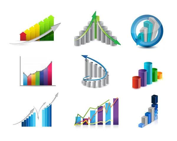 Business graphs icon set illustration — Stock Photo, Image