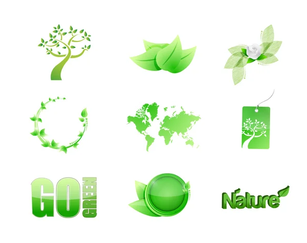 Grün natur konzept icon set illustration design — Stockfoto