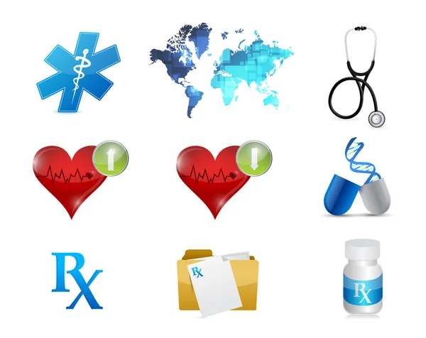 Health and medical concept icon set illustration — Stock Photo, Image