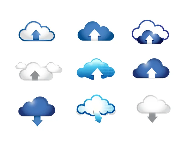 Cloud computing upload en download concept — Stockfoto