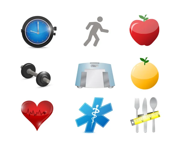 Concepto de estilo de vida saludable icono conjunto ilustración —  Fotos de Stock