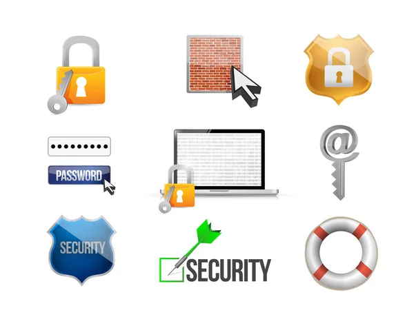 Concepto de protección de seguridad icono conjunto — Foto de Stock