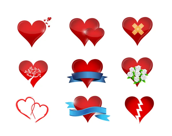 Hjärtat Ikonuppsättning illustration design — Stockfoto